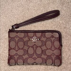 Coach Maroon Signature Wristlet
